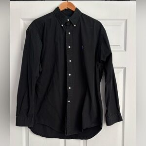 Ralph Lauren Black Button-Down Casual Shirt with Purple Polo Logo